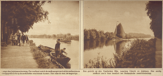 870150 Collage van 2 foto's betreffende de Vaartsche Rijn tussen Utrecht en Jutfaas, met links het overladen van melk ...